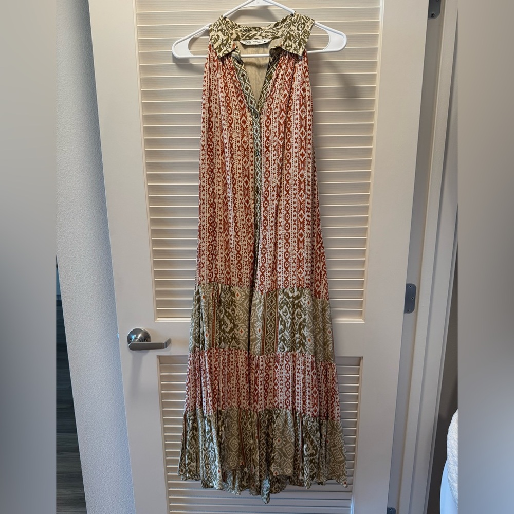Zara Patterned Shirt in Olive and Rust